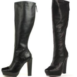 L.A.M.B. knee high leather & suede platform heel boots, LIKE NEW PERFECT
